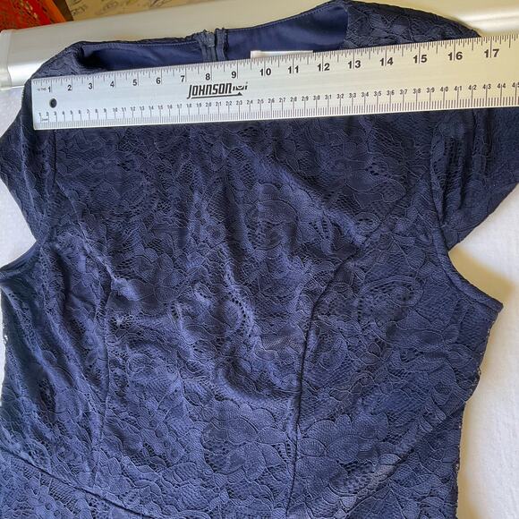 Muadress Women’s Short Sleeve Screw Neck Knee Length Lace Dress size 2XL, Blue - Picture 2 of 10